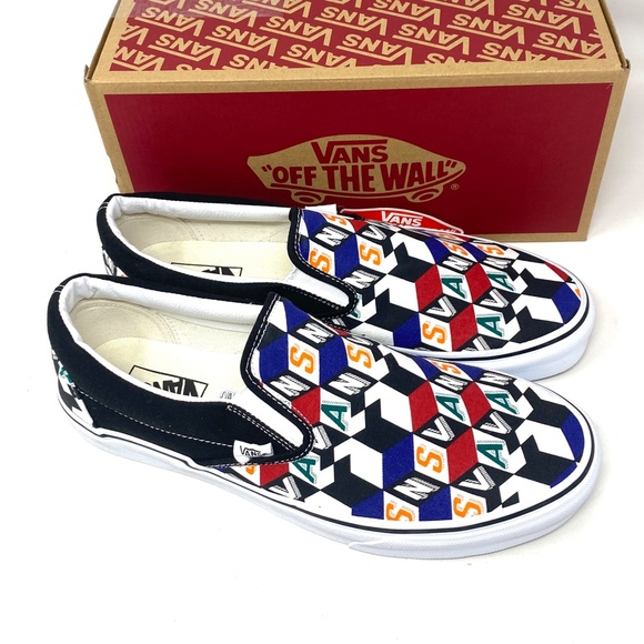 VANS Classic Slip On Casual Multi Black Canvas Men’s Sneakers Skate VN0A33TB42X - Picture 7 of 11